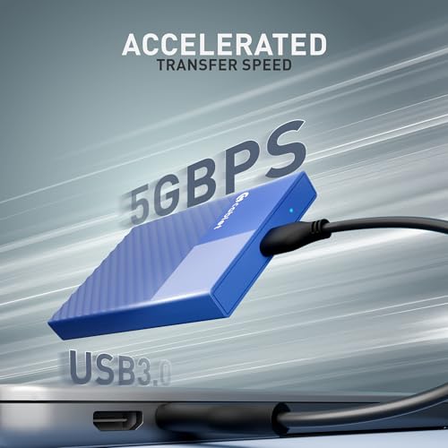 Image of Cablet 2.5 Inch SATA USB 3.0 HDD /SSD Portable External Enclosure for 7mm and 9.5mm, Tool-Free Design, Supports UASP Max 6TB (HD2577-U3-BL)