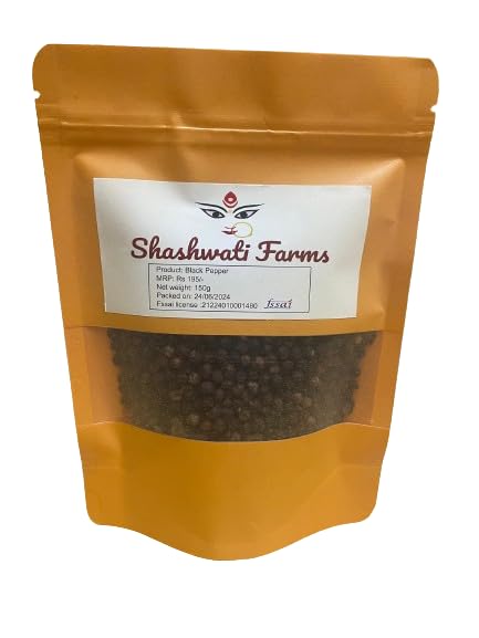 Shashawati Farms|Black Pepper/Kali Mirch(Whole) | Naturally Processed | 150Gms |