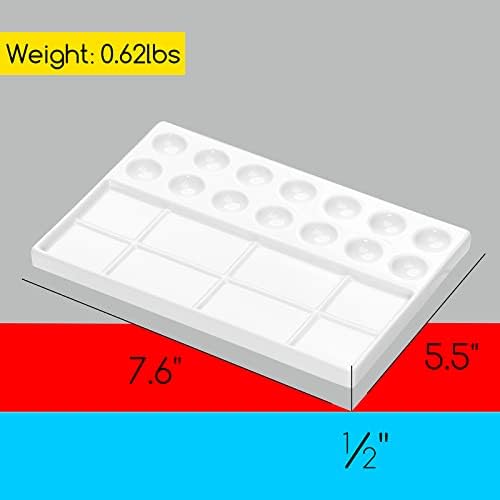 MEEDEN Ceramic Artist Paint Palette, Porcelain Watercolor Palette, 7.6Inch by 5.5Inch 22 Wells Ceramic Mixing Tray for Watercolor Gouache Painting
