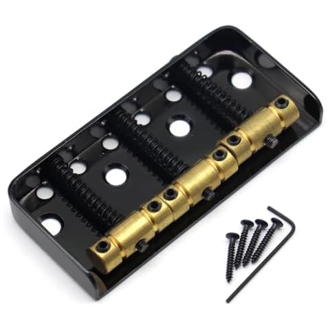 XIYANGJUAN 6 Strings guitar bridge Short Telecaster Bridge Brass Compensated 3-Saddles with Wrench for Tele Style Electric Guitar parts (Black) Cover