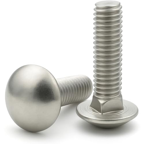 Image of IMScrews 1 /4 inch-20 x 1 /2 inch Carriage Bolts, Round Head & Square Neck, Full Thread, 304 (18-8) Stainless Steel, Pack of 10