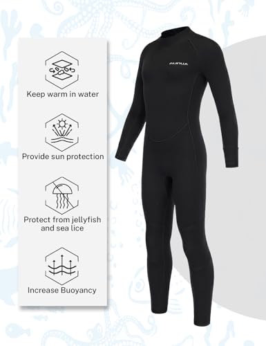 Aunua Kids Wetsuit for Youth Boys Girls, 3/2mm Full Wetsuit for Swimming, Surfing