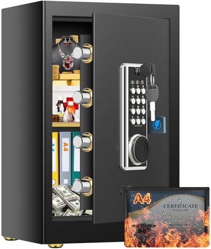 Caja fuerte grande de 80 litros con bolsa impermeable ignífuga A4...