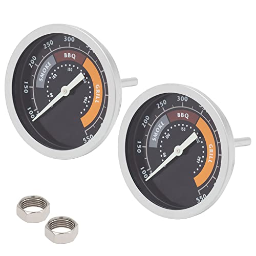MOASKER 2 Pieces 3-inch Smoker Temperature Gauge for Char-Broil Oklahoma Joe’s 3695528R06 and Most 13/16-inch Opening Smoker Grills, BBQ Thermometer Gauge Replacement Parts