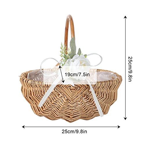 JYCRA Cesto per fiori in vimini intrecciato, con