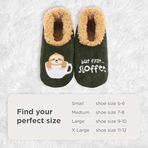 Image of Snoozies Coffee Slipper Socks for Women Cute Gifts and Fun House Slippers with Soft Sherpa Lining and Grips