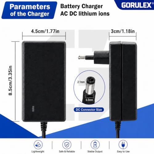 Image of 120W Portable Power Inverter for 18V-21V Lithium Battery, DC to AC 220V Converter with AC Outlet, 3 USB Ports, LED Voltage Display, Inverter + Battery + Charger