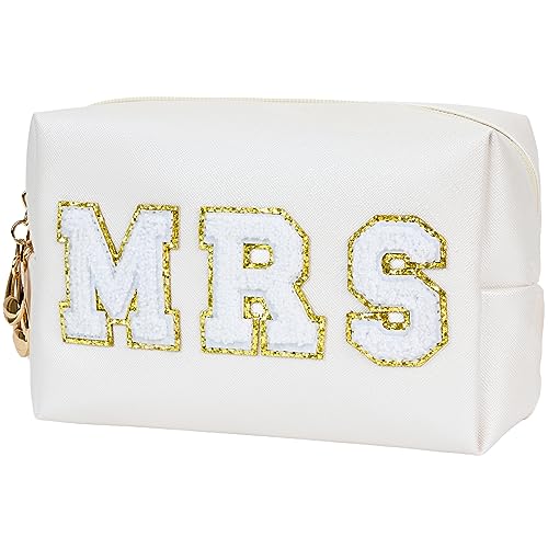 Preppy Patch Stuff Portable Makeup Bag Bulk PU Leather Cosmetic Bag Waterproof Travel Organiser Zipper Pouch Storage Purse for Women Girls Gift