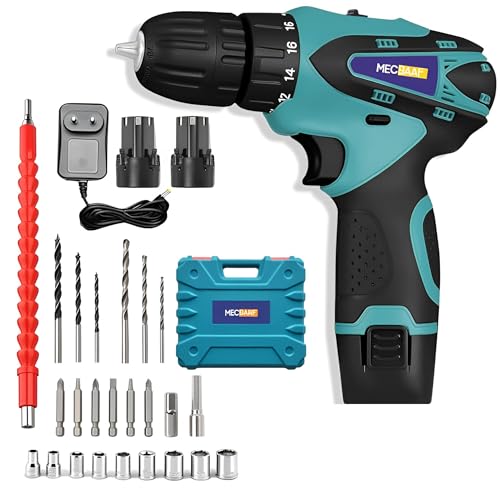 Image of 12V Li-ion Cordless Drill Machine | Screwdriver | Chuck 10mm | 1350RPM | Torque 18+1 | Pistol Grip | Spiral Drill | 24 Accessories drill bits in carrying tool kit