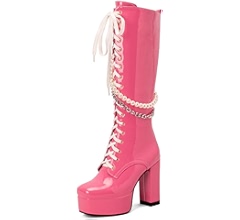 Amazon.com | JIEEME Women's knee high boots square zip