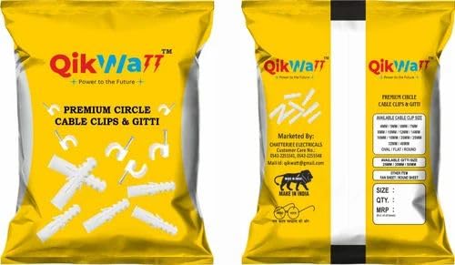 QIKWATT PVC Clip Versatile, Durable and Practical Fastening Solutions for Every Need, Perfect for Home, Office & Industrial Applications, Shop Now for Reliable PVC Clips_25 MM [100 Pcs- Standard]