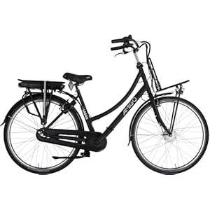 AMIGO E-Lagos T2 Elektrische fiets voor dames, 28 inch, e-bike 50 cm, 3 versnellingen, met velgremmen, matzwart