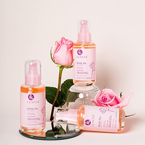 Luseta Rose Oil Hair Oil Moisturizing, Hydrating & Nourishing Serum For All Hair Types Dry Scalp Treatment 3.38Oz #TOP4