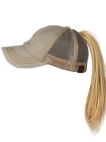 Image of C.C Ponycap Messy High Bun Ponytail Adjustable Mesh Trucker Baseball Cap Hat
