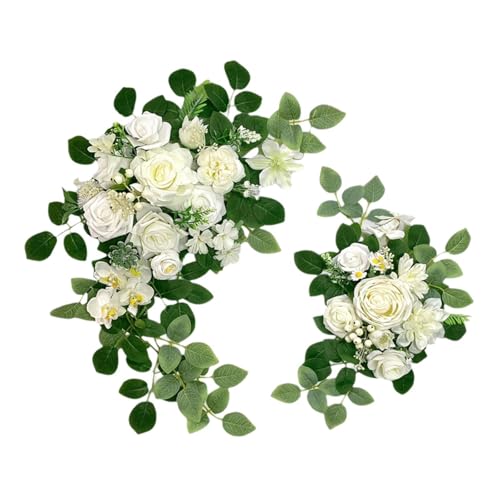 Milageto Arco de Flores Artificiales para Boda, decoración de Fondo Moderno, telón de Fondo Floral para Silla de Boda, Pared, de Fiesta, 2 uds.