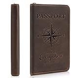 Polare Full Grain Leather Passport Holder Cover Case for Men RFID Blocking Travel Wallet Holds 4...