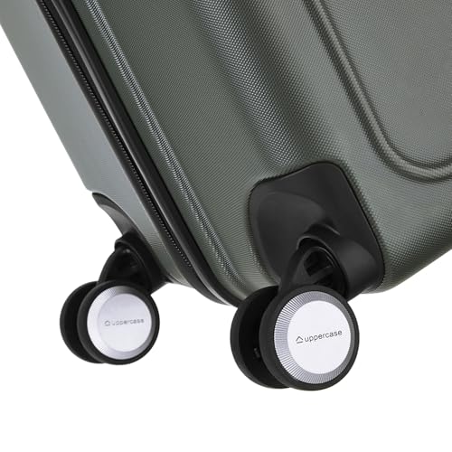 Image of uppercase Helix Solid (Medium) 68Cm Textured Trolley Bag with Combination Lock, 8 Wheels, Eco Polycarbonate Luggage, Laundry Compartment, Durable Design for Travel - Suitcase for Men & Women Grey