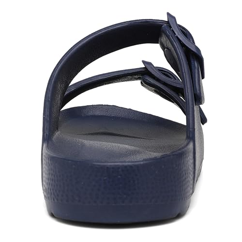 Image of INMINPIN Boys Girls Double Buckle Slide Sandals Comfort Beach Pool Shower Slippers Adjustable Indoor Outdoor Little Kid /Big Kid