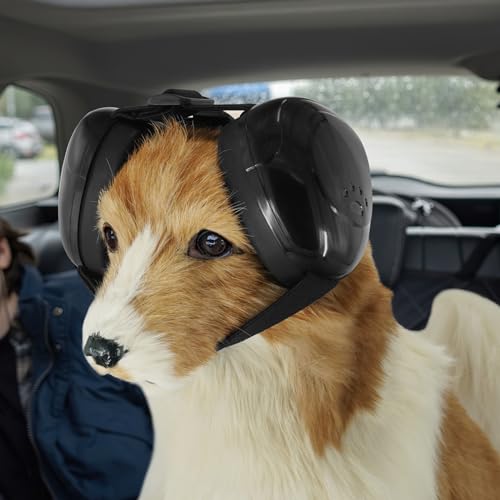 BERGWERK Hunde Ohrschützer für Gehörschutz, 29dB NRR Hundeohrschützer für Lärmschutz Noise Cancelling Kopfhörer (Schwarz-M)