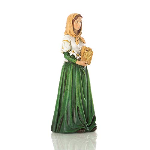 Estatueta colecionável decorativa de pedra de resina Saint Dymphna Religious Natural Green 6 x 3
