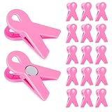 Flutesan 12 Pcs Pink Ribbon Magnet Clips Breast Cancer Awareness Accessories Decorations 2.76 x 2.56 x 1.06 Inches for Breast Love Day Themed Activities for Fridge Car Truck SUV Any Magnetic Surface