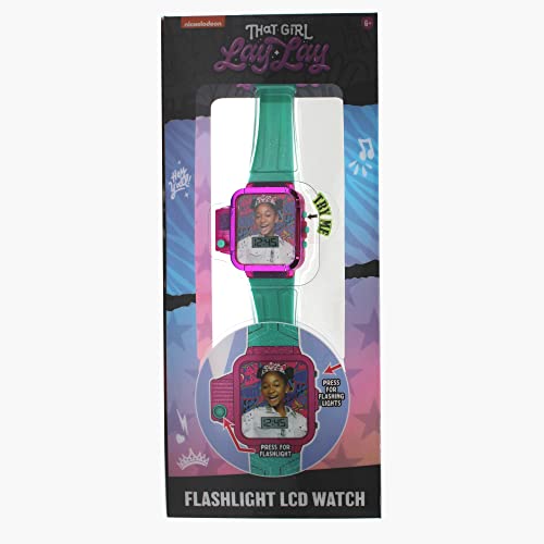 Accutime Kids Nickelodeon That Girl Lay Lay Hot Pink Digital LCD Quartz Wrist Watch with Flashlight, Turquoise Green Strap for Girls, Boys, Kids (Model: LAY4030AZ)4