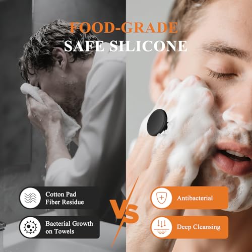 Image of VWMYQ Face Scrubber, Silicone Facial Brush for Men, Gentle Exfoliator Pad & Massager, Facial Cleansing /Wash Brush - Removes Dead & Dry Skin (Black, Hexagon)