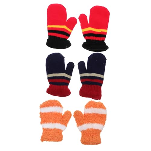 LIFKOME Thermal Gloves for Children 3 Sets Winter Warm Gloves Knitting 1-7 Years Old Thicken
