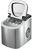 Aioneer 12Kg Argento Automatico E Nero Acciaio Inox Ice Cube Maker Macchina 25Lbs Macchina per Fare Controsoffitto Macchina