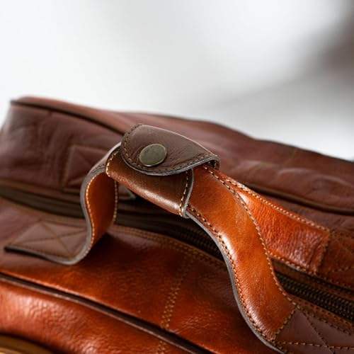 Premuim Genuine Goat Leather Bag – Elegant and Spacious 12in x 20in x 10in – Durable, Multifunctional Design for Everyday Use and Weekend Trips (Brown)3