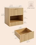 Night Stand, Boho Nighstand, Modern Bedside Table, Side Table with Drawer and Open Shelf, Sofa End Table for Bedroom, Living Room, Oak