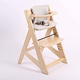 Kinderhochstuhl mitwachsend, Treppenhochstuhl, aus massivem Buchenholz, Hochstuhl ab 6 Monaten bis 10 Jahre HC 25332-01 (Natur)