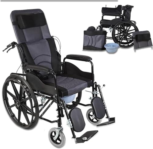 ?椅 車椅子 折りたたみ式軽量車椅子 炭素鋼車椅子 リクライニングチェア 取り外し可能なアームレスト 昇降レッグレストとシートベルト 車椅子