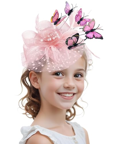 Girls Tea Party Fascinators Hats Tea Party Butterfly Headband for Girls Wedding 1920s Party Halloween Costume
