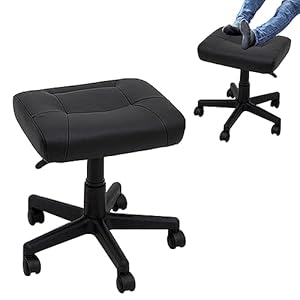YEFA Premium Ergonomic Footrest with Wheels | Height Adjustable Leg and Foot Rest for Work Comfort | Thick Padding | Office Seat