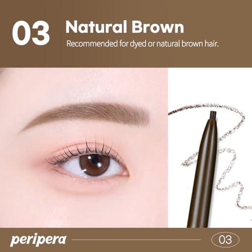 Image of PERIPERA Speedy Skinny Brow (03 Natural Brown), 1.5mm Precise Eyebrow Pencil, Dual-Sided Fine Tip Shades, Define Fills Brow Make up, K Beauty, Korean Make-up, Safe for Sensitive Skin