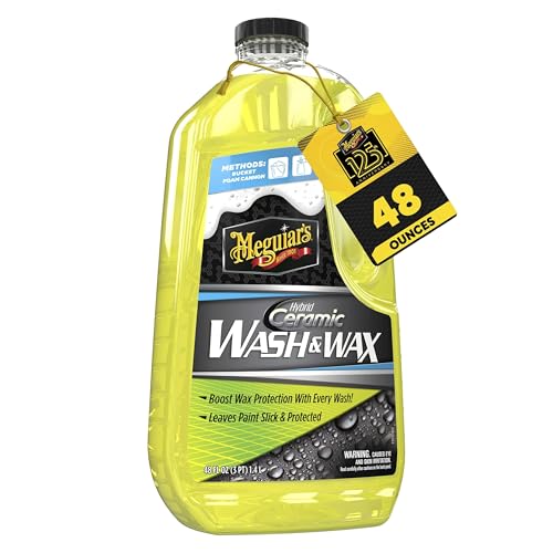 Meguiar's Hybrid Ceramic Wash & Wax - Sophisticated Car Wash Gently Cleans and Adds Shine and Slickness While Boosting Paint with Hybrid Ceramic Wax and Extreme Water Beading - 48oz