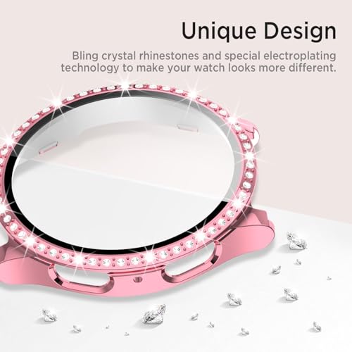 Coque Galaxy Watch 7抗震防刮40mm粉色全包钢化膜机壳