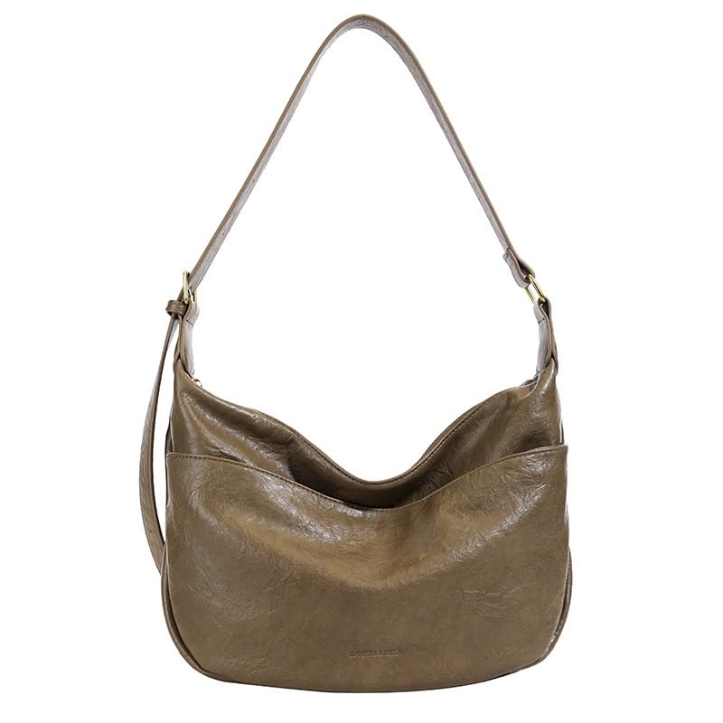 Hobo Bag for Women Soft Vegan Leather Crossbody Shoulder Handbag Slouchy Zipper Purse Casual Everyday