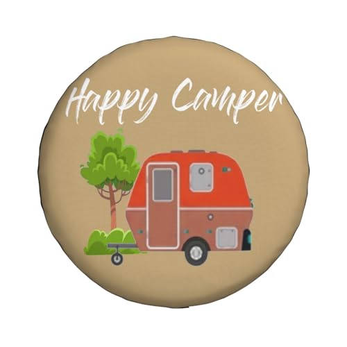 Image of Camping Spare Tire Cover Waterproof Tire Wheel Cover Dust-Proof Wheel Protector Fit for Trailer Rv SUV Truck Camper Travel Trailers Accessories (Happy Camper 2)