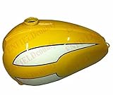 Kraftstoff-Benzin-Gastank AEspares Passend für Triumph T120R TR6 650CC Kraftstofftank, gelb weiß lackiert