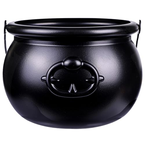 DIYDEC 8'' Halloween Large Cauldron Black Plastic Witch Cauldron Kettle Halloween Pot Bucket Candy Bowl for Halloween & St. Patrick’s Day Party Favors Decor Trick or Treat