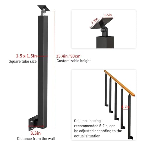 Poteaux de balustre réglables pour escalier intérieur et rambarde de grenier - 4