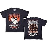 Ripple Junction Naruto Shippuden Men's Short Sleeve T-Shirt Uzumaki Clan Hero of The Hidden Leaf Anime Black Large