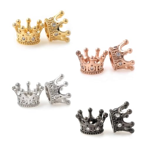 Miniature Rhinestone Crown, Dollhouse Tiny Miniature Crown, with Diamond Rhinestones, Fairy Crown, for Fairy Tale Garden, Dollhouse Miniature, Terrariums, Handicrafts, Diorama (5PCS) (Gold)