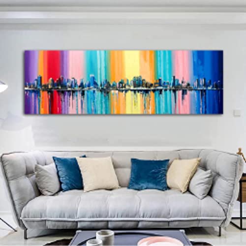 Pintura impresa en lienzo de ciudad abstracta con acabado premium 4