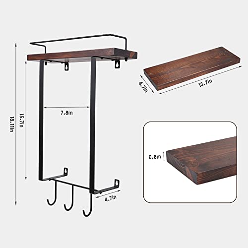 Towel Rack Wall Mounted For Bathroom Decor, Metal Towel Holders With Wooden Shelf And 3 Hooks, For Large Rolled Towels, Hand Towels, Washcloths, Towel Storage, For Rv, Small Bathroom Organizer #TOP3