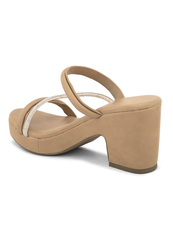 Image of XE Looks Fashion Sandals | Faux Leather Stylish and Comfortable Block Heel With Ankle Straps | For Wedding Occasion| For Women & Girls