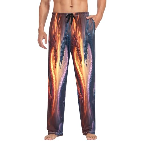 Red Blue Dragon A Men's Pajama Pants Lightweight Sleepwear Bottom Lounge Pants