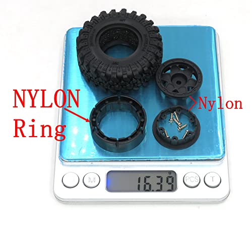 Hobbysoul 1.0 Tires And Beadlock Wheel Rims Set Pre-Mounted For 1/24 Rc Crawler Car Axial Scx24 Axi90081 Axi00001 Upgrade Parts, (4-Pack) #TOP1